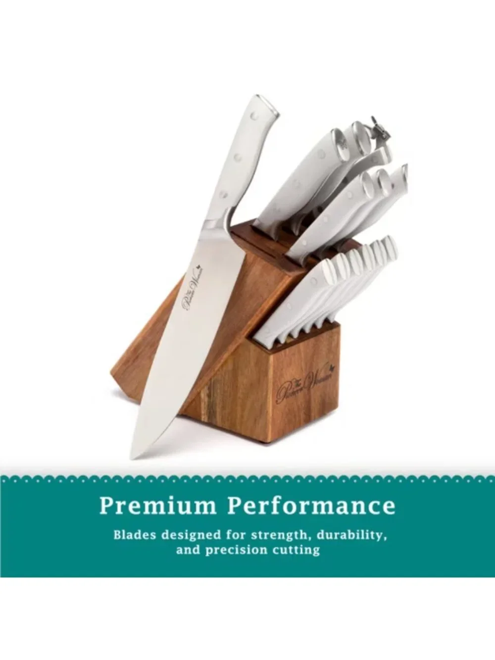 The Pioneer Woman Home Gray 14 Piece Stainless Steel Knife Set with Wooden Block